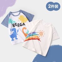 beega 小狗比格 2件装纯棉短袖T恤儿童夏装全棉卡通男女宝宝夏季衣服