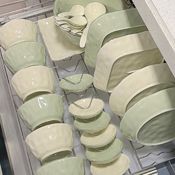 瓷礼万家 碗碟套装奶油风陶瓷餐具整套碗套装吃饭碗家用碟盘子筷组合 8人食配汤碗 （混色） 43头
