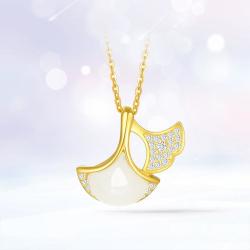 chowtaiseng周大生银杏项链女s925锁骨链女轻奢小众套链送女友