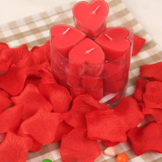 QW 青苇 求婚表白浪漫组合套装心形蜡烛20个玫瑰花瓣120片