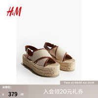 H&M2024春季女士时装鞋露趾时尚休闲厚底渔夫鞋1142432 浅米色/棕色 35 220