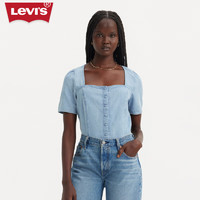Levi's李维斯24夏季女士复古时尚方领牛仔短上衣 牛仔蓝 A7332-0004 L