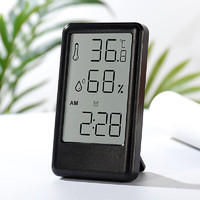 Hense 汉时 电子时钟多功能闹钟桌面闹表温湿度钟表HA2118黑色竖版