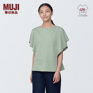 无印良品（MUJI）女式凉感防紫外线罩衫T恤防晒衣服女款夏季夏日早春 BB2PBA4S 浅绿色 S （155/80A）