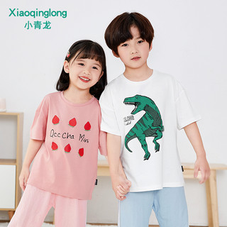 小青龙 A1036 儿童短袖T恤 藏青小恐龙 100cm