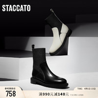 STACCATO 思加图 冬季英伦玫瑰弹力靴袜靴瘦瘦靴中靴女靴子EOQ10DZ3 西伯利亚白（绒里） 35