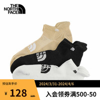 THE NORTH FACE 北面 运动袜中性款户外运动舒适透气春季|3RJC ZSO/白色/黑色/卡其色 L