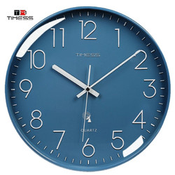 TIMESS 电波钟挂钟客厅钟表时尚简约时钟表挂墙3D立体自动对时免打孔挂表 深空蓝30CM电波钟