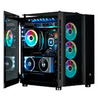 美商海盗船 680X RGB 黑色 侧透钢化玻璃ATX中塔机箱 带3颗RGB炫彩风扇和控制器 双仓设计