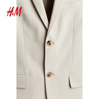 H&M2024夏季男装西服商务绅士单排扣后中开衩伴西装0713986 浅米色 175/104A