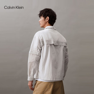 Calvin Klein Jeans24春夏男士户外通勤两穿拉链翻领衬衫式外套J325366 PC8-银河灰 XL