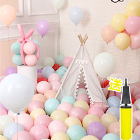 阿宝丽 加厚马卡龙气球儿童生日结婚房批发装饰活动场景布置彩色系100个