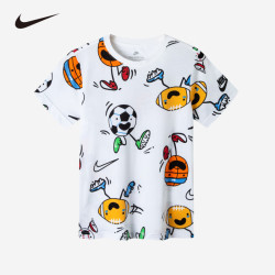 nike耐克童装男女童t恤夏季儿童卡通印花上衣j513纯白色902t