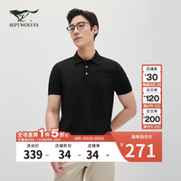 七匹狼短袖T恤男夏季时尚休闲通勤百搭Polo线衫舒适柔软透气男装 190/104A/XXXXL 001(黑色)