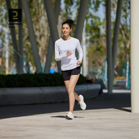 DECATHLON 迪卡侬 训练防晒速干宽松打底衣长袖健身跑步女运动服T恤上衣RUNW 活力白