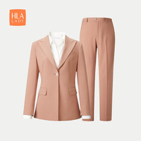 HLA海澜之家西服套装女24新春秋新一粒扣气质西装套装女HTXAW3W301A 肉粉Y3 155/80A S85-100斤