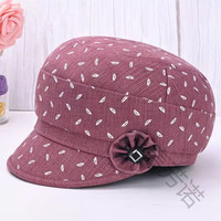 言芳诺帽子女中老年人鸭舌帽薄款时装帽春秋季贝雷帽奶奶布帽透气 红色 可调节