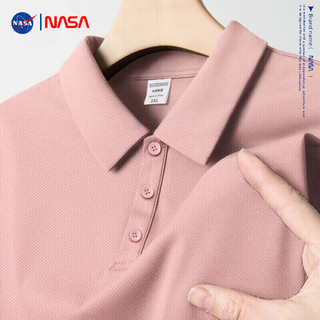 NASAOVER 短袖Polo衫男2024夏季新款商务百搭休闲半袖纯色翻领体恤上衣 粉色 L建议115斤-135斤