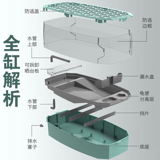 派乐特乌龟缸 龟缸生态循过滤乌龟养殖箱冬眠箱爬虫饲养箱盆 中号【49*25*21cm】 自带排水口