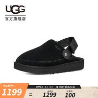 UGG 春季男士时尚舒适可调节束带平底魔术贴休闲包头凉鞋 1142172 BLK  | 黑色 45