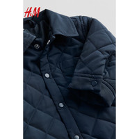 H&M童装棉服女婴宝宝2024春舒适轻薄绗缝衬衫式外套1124042 海军蓝 90/48