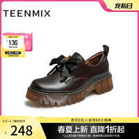 TEENMIX 天美意 蝴蝶结英伦小皮鞋女JK乐福鞋单鞋商场同款CSS22CM2奥莱