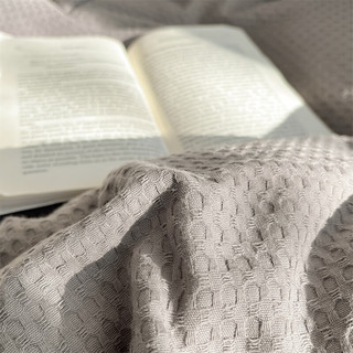 无印良品 华夫格A类60S纯棉四件套床上用品全棉床单被套 1.5/1.8米床 蜜格高级灰