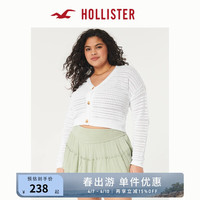 HOLLISTER24春夏休闲宽松镂空钩长袖针织开衫 女 358287-1 白色 XXS (160/80A)