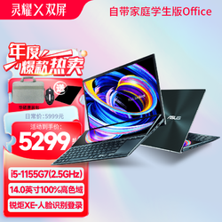 ASUS 华硕 100%P3广色域 全金属商务轻薄笔记本电脑 i5 11代锐炬显卡 双屏 14.0英寸 1TB固态硬盘