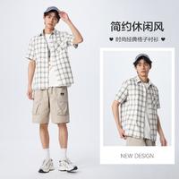 Semir 森马 夏季时尚经典格子上衣日常简约通勤衣服休闲风短袖衬衫男