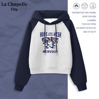 La Chapelle City 拉夏贝尔连帽卫衣女春款2024新款撞色插肩袖显瘦上衣休闲外套 藏蓝-初恋兔 XL