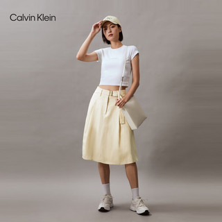 Calvin Klein Jeans24春夏女士莱赛尔混纺调节腰带A字中长半身裙J223351 LFU-豆汁黄 S