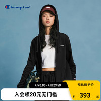 Champion 小草写logo刺绣连帽卫衣 黑色 XL