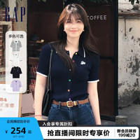 Gap 盖璞 女装2024春夏翻领糖果针织衫短袖上衣873677