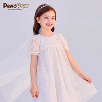 PawinPaw卡通小熊童装24年夏女童网纱绣花连衣裙 Yellow黄色/30 130