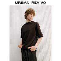 URBAN REVIVO UR夏季新款男装基础款百搭纯色薄款宽松短袖落肩T恤UMB432001 正黑 S