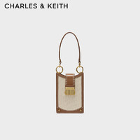 CHARLES & KEITH CHARLES&KEITH复古锁扣拼色单肩包斜挎包手机包女CK6-70840529 Chocolate巧克力色 XS