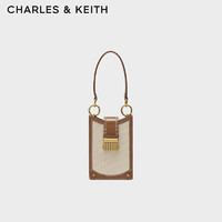CHARLES & KEITH CHARLES&KEITH;复古锁扣拼色单肩包斜挎包手机包女CK6-70840529 Chocolate巧克力色 XS