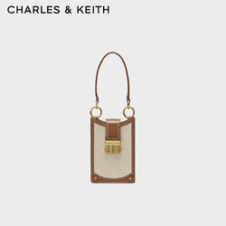 CHARLES & KEITH CHARLES&KEITH复古锁扣拼色单肩包斜挎包手机包女CK6-70840529 Chocolate巧克力色 XS