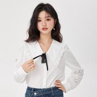 Roem 罗燕 娃娃领淑女衬衫春秋款韩系小众气质甜美内搭衬衣上衣女