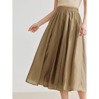 茵曼（INMAN）莱赛尔半身裙2024夏季女装宽松百搭长裙子 浅卡其 M