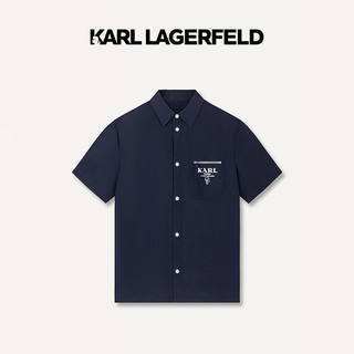 Karl Lagerfeld卡尔拉格斐轻奢老佛爷男装 2024夏款KARL印花口袋短袖夹克外套 藏青 48