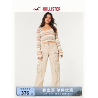 HOLLISTER24年春夏辣妹时尚低腰4口袋宽松工装裤 女 355821-2 浅卡其色 0 (160/64A)