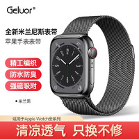 Geluor 歌罗瑞 苹果手表表带apple watch米兰尼斯iwatch表带ultra苹果钢表带配件 米兰黑