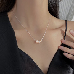 kose高丝珍珠项链女s925银轻奢小众高级感珍珠串珠锁骨链