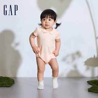 Gap婴儿2024夏季花边娃娃领短袖连体衣儿童装爬服890480 橘红色 73cm(6-9月) 亚洲尺码
