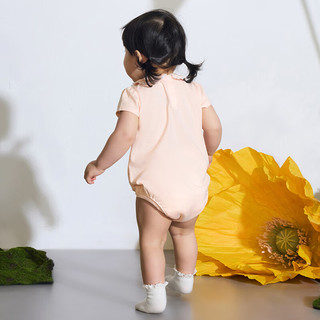 Gap婴儿2024夏季花边娃娃领短袖连体衣儿童装爬服890480 橘红色 73cm(6-9月) 亚洲尺码