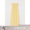 H&M夏季女装连衣裙褶皱上身可拆卸吊带抹胸连衣裙0985777 浅黄色 170/104A