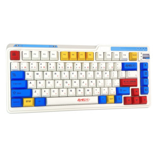 PLUS会员：KZZI 珂芝 K75 Lite青春版 蓝白机甲 有线机械键盘 -彩虹轴