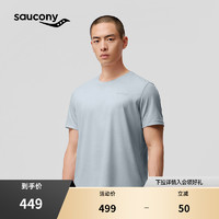 saucony 索康尼 2024新款男子短袖T恤透气舒适纯色速干全涤小针孔